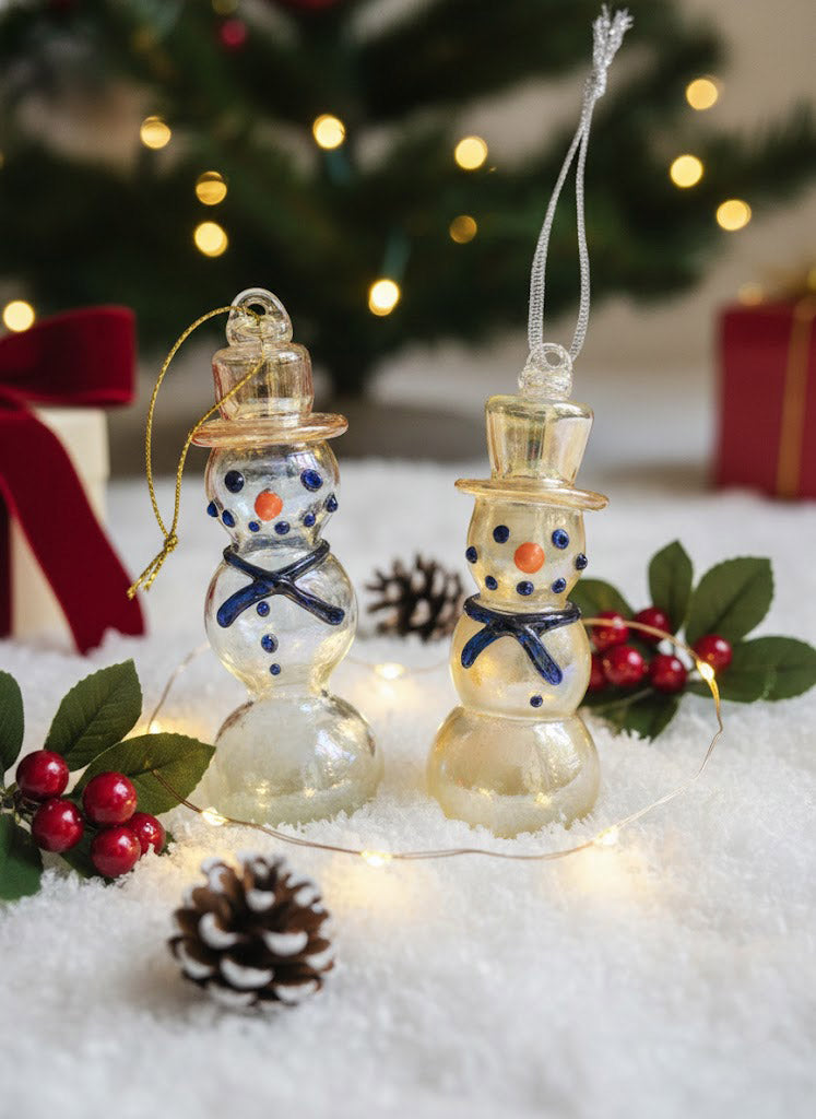 Handblown Glass Snowman Ornament
